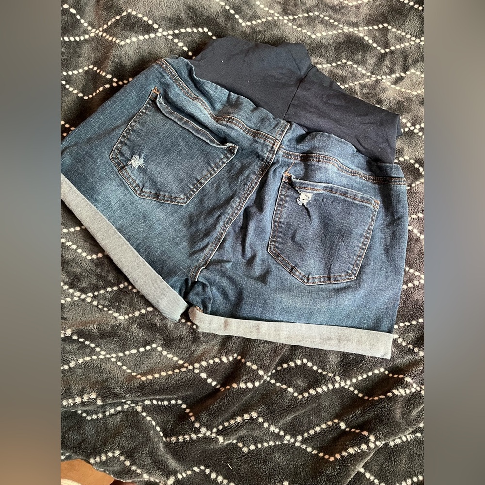 Stylish Denim Maternity Shorts